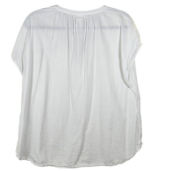 H&M Women L White V-Neck Blouse Relaxed Fit Clean Girl Minimalist Large - Picture 3 of 10